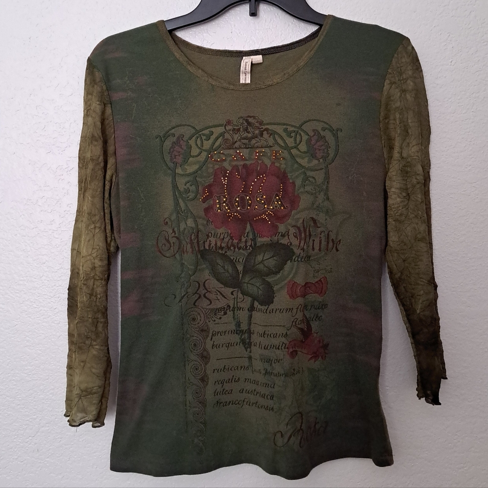 Susan Lawrence Olive Long Sleeve Top